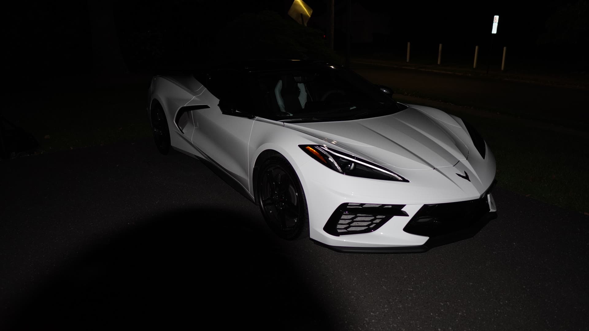 2020 C8 Corvette Stingray DRL lights at night