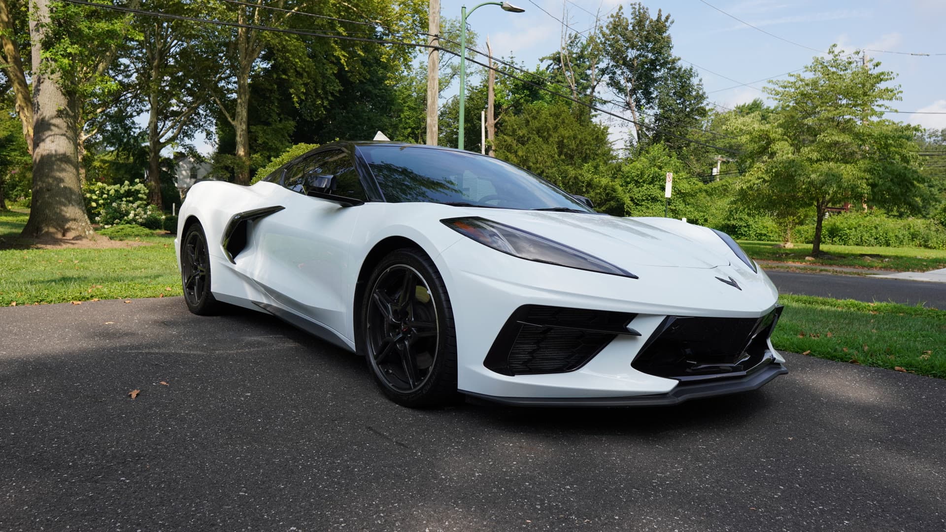 C8 Corvette Stingray front three-quarter sunny